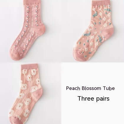 Korean Version Flower Three-dimensional Spring And Autumn Long Socks